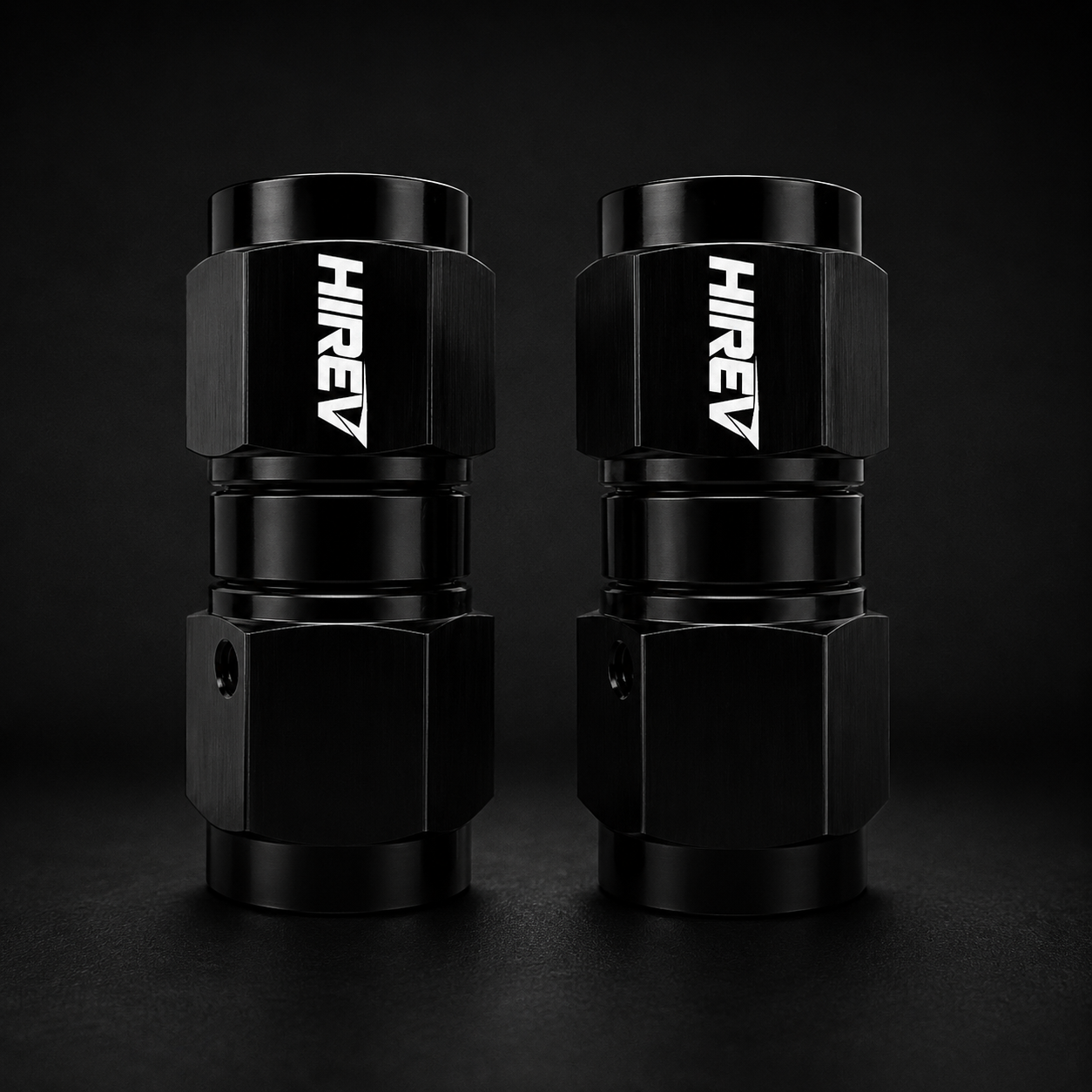 HIREV 6AN Female to Female Straight Swivel Union Adapter — Black Anodized — 2PCS