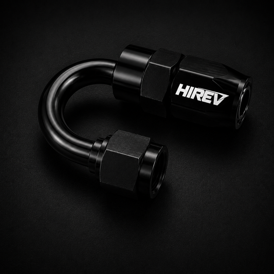 HIREV 6AN 180 Degree Swivel Hose End Fitting — Black Anodized — 2PCS