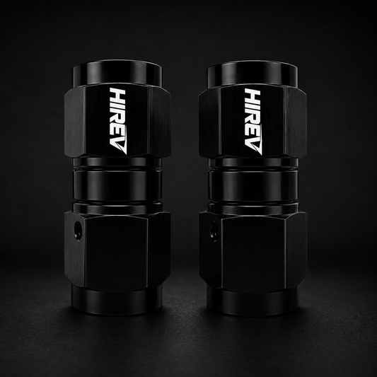 HIREV 6AN Female to Female Straight Swivel Union Adapter — Black Anodized — 2PCS